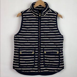 J.Crew S Puffer Vest Striped Nautical Navy White